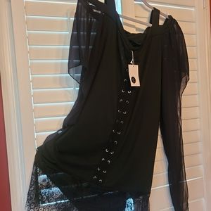 Goth style, lace up top, size L, black